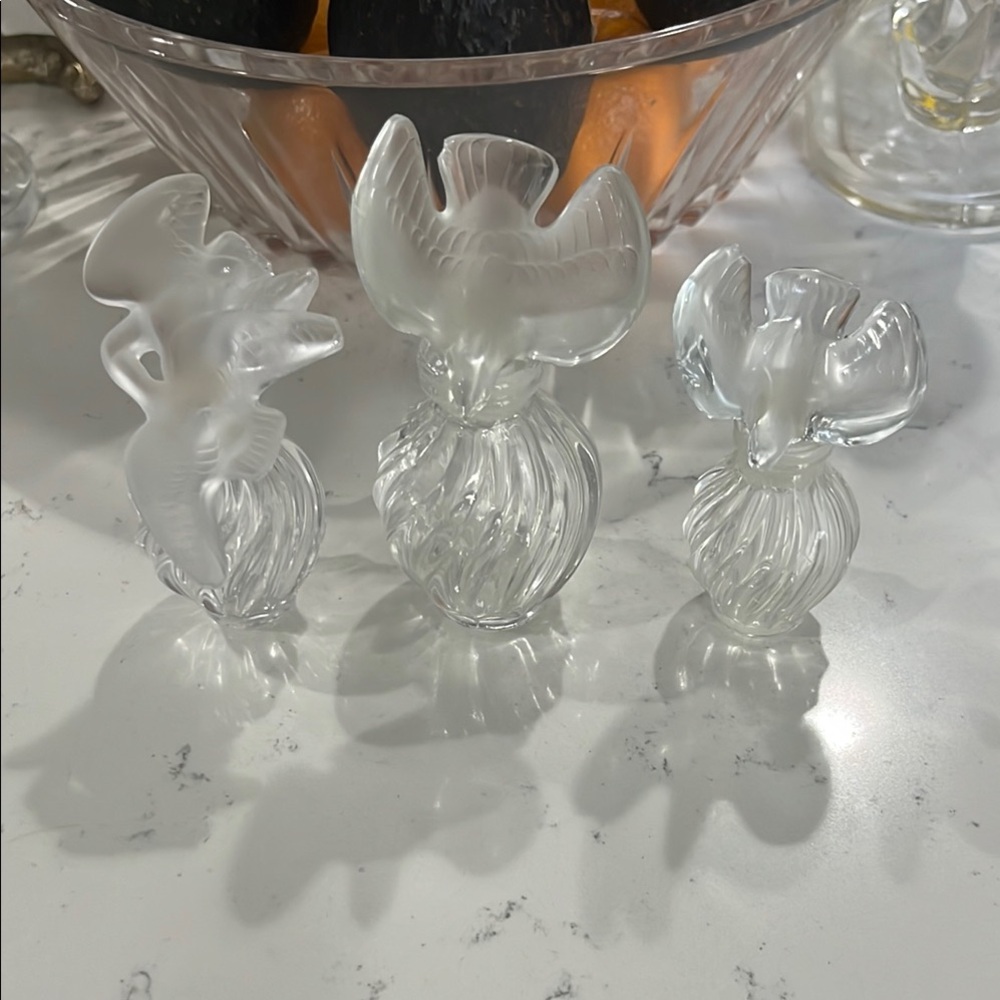 Lalique Frosted Glass Bird Perfume Bottles